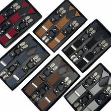 6 Clips Men's Suspenders Gentleman Boxed Suspenders Suspenders Clips In Stock Suit Suspender Suitable As A Gift For Boyfriend - Width 3.5cm
