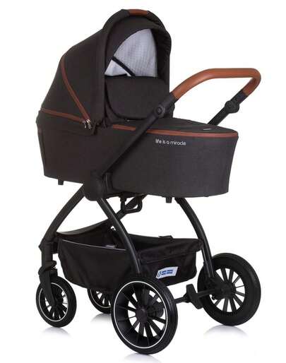 Carrinho de bebê PRESTIGE Trio até 22 kg com alcofa rígida Chipolino-Blackberry. Entrega em 24/48 horas.