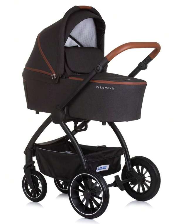 Carrinho de bebê PRESTIGE Trio até 22 kg com alcofa rígida Chipolino-Blackberry. Entrega em 24/48 horas.