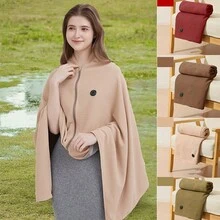 1件便携式带帽加热披肩，男女通用，USB供电，可搭配10000mAh移动电源使用，冬季户外、办公室、飞机等场合保暖。双层隔热，柔软亲肤，尺寸150*85cm，棕色。保暖、闺蜜节、宠物、嘉年华、派对装饰。 - 彩色 - 查看 2