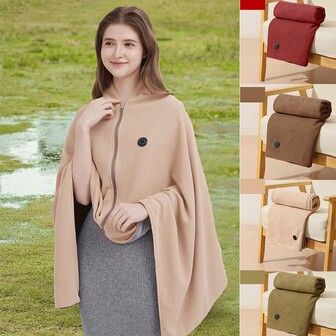 1Pc Portable Hooded Heated Cloak,Heated Shawl Wraps For Women And Men,USB Interface Power Supply, Can Be Used(10000mAh Power Bank),Warming Up In The Outdoors, In The Office, And On The Plane During Winter.Double-Layered Insulation, Soft And Skin-Friendly,SIze 150*85cm,Brown.