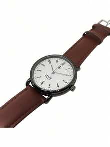 Men's Watch With Leather Strap And Metal Original Launch - Black/Brown - View 3