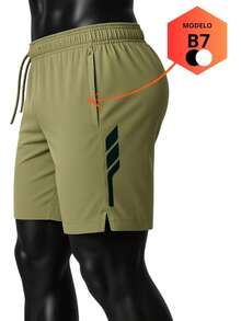 Men's Bermuda Shorts For The Gym And Beach – Dry Bermuda Shorts With Elastane – Few Units - 黑色 - 查看 8