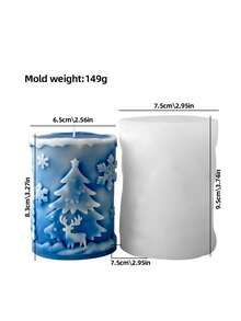 1pc Cheerful Christmas Reindeer (Snowy Stroll) Cylindrical Aromatherapy Candle Silicone Mold - Cute Reindeer Design For DIY Candles/Resin/Gypsum Crafts, Ideal For Christmas Decor & Handmade Holiday Gifts, Easy To Demold/Clean & Reusable - White - View 15