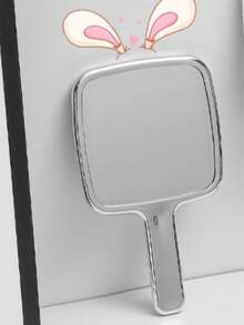 1pc/2pcs Portable Small Mirror, Wavy Pattern Handheld Makeup Mirror, Luxury High-End Compact Mirror For Touch-Up - Silver - View 12