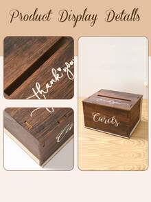 1 套乡村风格木制婚礼卡盒，带插槽签到盒，多功能婚礼登记盒，婚礼请柬放置盒，用于婚礼派对装饰用品，非常适合招待会、礼品和钱款、新娘送礼会装饰，长度：20 宽度：15.5 高度：12