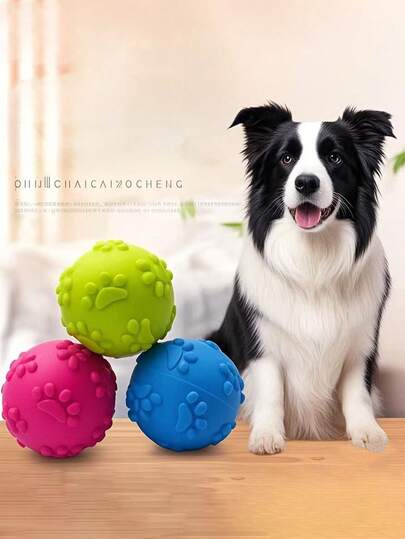 1/3 piezas Pelota de goma de látex natural con chillido - (con forma de pata) Adecuado para perros y cachorros pequeños y medianos | Duradero, diseño lindo de pata de cachorro, para jugar, buscar, masticar | Aliviar la ansiedad por separación