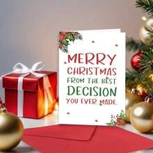 1 件，浪漫圣诞贺卡，适合他/她，搞笑圣诞贺卡，适合丈夫/妻子/男朋友/女朋友，圣诞贺卡礼物，圣诞快乐，这是你做过的最好的决定 - 均碼 - 查看 5
