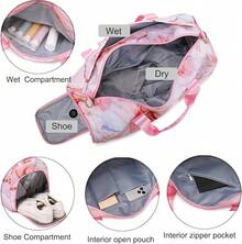 Dafelile Bolsa de lona deportiva para niñas, bolsa de baile para adolescentes, bolsa de viaje para llevar a cabo el fin de semana para pasar la noche, bolsa de gimnasio, bolsa de ballet de viaje con - Mármol rosa dorado. - Ver 7