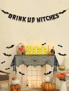 1 件 DRINK UP WITCHES 派对横幅装饰，适用于夏季派对装饰/万圣节派对装饰 - 黑色 - 查看 3