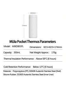 Xiaomi Cốc giữ nhiệt 350ml, Mở bằng một lần chạm để dễ uống, Thép không gỉ 316 giữ nhiệt và lạnh, Thiết kế di động, Hoàn hảo để sử dụng tại văn phòng và trên ô tô, Màu trắng - trắng - Xem 6