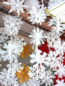 4/10pcs White Christmas Snowflake Decorations, Elegant Hanging Christmas Tree Ornaments, Plastic Glitter Snowflakes, Christmas Winter Wonderland Holiday New Year Party Home Decor, Perfect For Holiday Tree Decorations, Christmas Decorations, Christmas And New Year Celebrations Room Decor