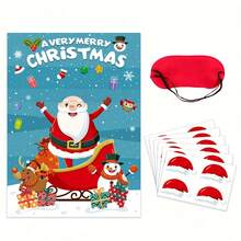 1 Set de Suministros para Fiesta de Navidad, Pegatinas de Dibujos Animados, Decoración, Juegos de Fiesta con Venda para los Ojos, Suministros para Fiesta de Navidad, Perfectos para Juegos de Fiesta de Navidad, Tema de Satanás - Multicolor - Ver 7