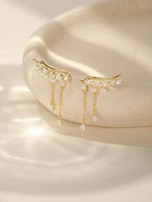 1Pc Leaf Tassel Pendant 925 Sterling Silver Drop Earring Vintage Minimalist Jewelry Wedding Party Jewelry Gift For Her Fine Jewelry