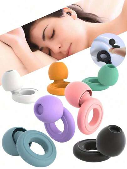 1 Pair Silicone Ear Plugs, Includes 2 Ear Plugs And 4 Replacement Accessories, Designed For Sleep And Sound Insulation, Non-Irritating. Noise-Proof And Snoring Blocking Earplugs For Night.
