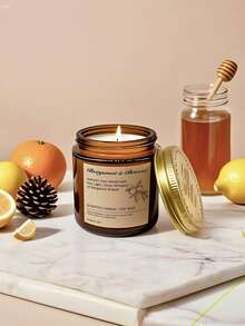 1 件棕色瓶复古玻璃无烟香薰蜡烛，持久，天然植物蜡，可作为礼物、婚礼装饰、朋友礼物、家居装饰