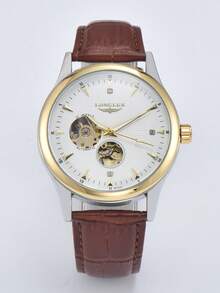 1 chiếc đồng hồ cơ tự động rỗng dành cho nam, kiểu dáng tối giản, dây da, thích hợp làm quà tặng và đeo hàng ngày. - Nhiều màu - Xem 16