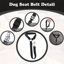 Car Dog & Cat Safety Restraint Belt (1 Black Piece): Durable Nylon Material + Metal Buckle, Adjustable Length For Different Pets, Protecting Pet Safety In Cars