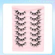 7 Paar Kreuz-Optik Falsche Wimpern mit Katzenaugen-Effekt für Cartoon-Stil Make-up, weiche, verwischte falsche Wimpern 3D Faux Mink natürliche Full-Strip Wimpern für tägliches Dating Make-up