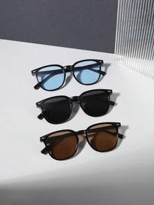 1/2/3 Pairs Men's Acrylic Casual Square Fashionable Black Glasses, Suitable For Daily Commute, Summer Beach Vacation, Outdoor Activities And Travel - Multicolor - View 18
