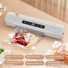 RAF RAF Rechargeable Vacuum Sealer, Food Vacuum Protector 1500mAh Lithium Battery, Food Vacuum Sealing Equipment, Automatic Vacuum Sealer, LED Indicator Light And Air Sealing System To Keep Food Fresh For A Longer Time, Intelligent Display Operation, Essential For Keeping Food Fresh And Moisture-Proof, Ideal Choice For Kitchen And Outdoor Use, Fruits, Vegetables And Meat Both Dry And Wet Powder Surfaces Can Be Sealed