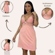 Kit 4 Camisolas Suede Acabamento Renda Alças Ajustáveis Pijamas Femininos Dormir Conforto Estilo - Multicolorido - Visão 5