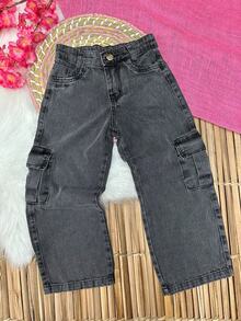 WOMEN'S WIDE LEG CARGO PANTS FOR KIDS PROMOTION/FASHION/PARTY/OUTING/GIRLS/ - 黑色的 - 查看 15