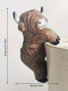 1pc Elegant Highland Cow Garden Decor - Resin Ornament, Suitable For Flower Pot Edging - Multicolor - View 7