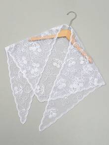 1件时尚花卉刺绣蕾丝头巾，复古女士三角头巾，优雅头饰发饰，教堂祈祷及婚礼面纱，新娘蕾丝曼蒂拉，秋季服装，女士情人节配饰