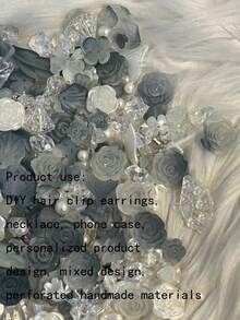 100pcs/Pack 70g Grey Gradient Starry Sky Rose DIY Beads For Bracelet, Necklace, Phone Case, Handmade Jewelry, Multi-Purpose Craft Supplies, Gifts For Friends, With Holes - Multicolor - View 2