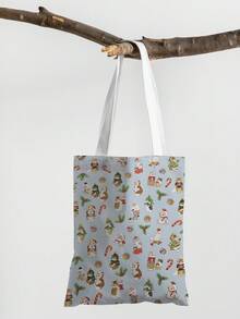 1 Stück Weihnachtsbaum Muster Tragetasche, große Kapazität Schultertasche, Damen Lässig Handtasche, Segeltuch Tragetasche geeignet für Arbeit, Schule, Einkaufen