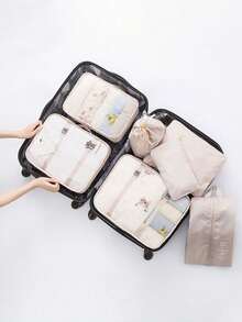 7/8/9/10pcs Travel Packing Cubes, Compression Organizer Bags, Luggage Organizer, Clothing Storage Bags Set, Includes: Cosmetic Bag, Waterproof Multi-Function Organizer, Garment Bag, Holiday Travel Essentials, Shoe Bag, Foldable Storage Box, Collapsible Underwear & Socks Organizer, Travel Packing Cubes, Luggage Organizer