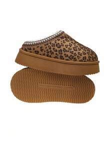 Women's Fluffy Leopard Print Slippers, Cozy Warm Faux Fur Indoor House Slides, Soft Non-Slip Sole Comfortable Bedroom Shoes For Halloween Home - Leopard Print - View 5