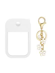 2 件 Touchland 1 盎司（30 毫升）洗手液喷雾瓶保护套，26 个花朵和字母喷雾瓶标记，硅胶防摔防撞保护套，带钥匙扣设计，方便旅行携带，可挂在包、钥匙或儿童背包上，耐磨、防水、可重复使用 Touchland 洗手液喷雾保护套，旅行、户外、礼物、万圣节礼物、圣诞节礼物 - 白色 - 查看 23