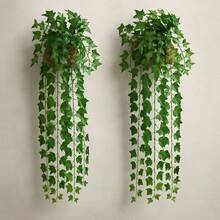 2 Arranjos Completos Com 2 Vasos + 4 Metros De Cordão Artificial Folhagem Decoração