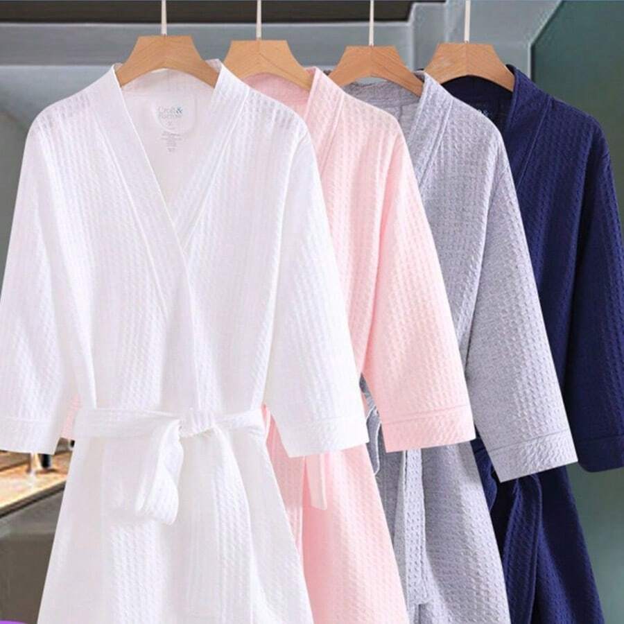 1 pezzo Accappatoio a nido d'ape, Accappatoio kimono unisex per adulti, Yukata primaverile/estiva, Accappatoio da spa per hotel/casa, Assorbente e asciugatura rapida, Vestibilità morbida, Multicolore, Essenziali per il bagno e la casa - Multicolore - Visualizzare 1