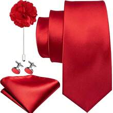 Bộ cà vạt nam dệt cà vạt và khuy măng sét cài áo hình hoa cho trang phục công sở trang trọng - Màu xanh lam - Xem 9