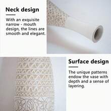 1pc Nordic Modern Minimalist White Floor Vase, Elegant Pampas Grass Floor Vase, Boho Tall Striped Decorative Bottle, Suitable For Living Room, Office, Entryway, Fireplace, Doorway Decor, Multi-Functional Decorative Flower Vase, Large Home Decor, Christmas Gift, Holiday & Birthday Gift Room Decor Glass Vase