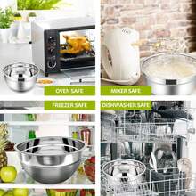 Cuencos Para Mezclar, Juego De Tazones/Bowls De Piezas, Bowls De Cocina Con TapaséTicas, Ensaladera Acero Inoxidable, Para Hornear, Mezclar, Ensalada, Servir Y Preparar(TamañOs) - 1 - Ver 3