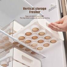 Large-Capacity Egg Storage Rack For Refrigerator - Holds 32 Eggs, Transparent Plastic Drawer Organizer With Multiple Compartments, Space-Saving Design, Easy Access & Freshness Retention, Refrigerator Egg Rack, Kitchen Organization, Compact Design, Durable Plastic, Must-Have Kitchen Item, Stylish Organizer, Sturdy Structure, Kitchen Organizer - 升級白色(雙層PET材質)#可放32顆雞蛋 - 查看 6