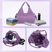 Yoga Maleta Deportiva Bolsa de Deporte Gym con Compartimento para Zapatos y Bosillo Impermeable, con Neceser y Funda para Zapatos, Bolsa de Viaje Impermeable para Entrenamiento, Deporte, Yoga (Azul) - Morado - Ver 12