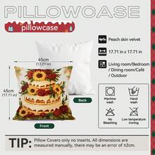 4pcs Simple Christmas Decoration Set, Single-Sided Printed Throw Pillow Cover 45*45cm, Peach Velvet