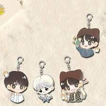 EXO 伯贤亚克力卡通钥匙扣吊坠，可爱粉丝礼物，适合背包、手提包、单肩包、斜挎包、生日、节日礼物 - 彩色 - 查看 2