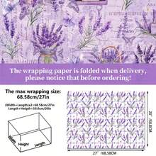 High Quality Lavender & Butterfly Floral Gift Wrapping Paper - Elegant Purple & Green Botanical Design, Suitable For Weddings, Birthdays, Teen Showers, DIY Crafts, Butterfly Decor - Multicolor - View 3