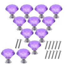 12pcs Crystal Glass Handles For Wardrobe Door Cabinet Drawer Shoe Cabinet Kitchen Cabinet Furniture, Cabinet Door Single Hole 1.18inch, Small Zinc Alloy Handle, Furnitur Accessories