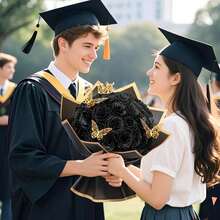 闪光玫瑰花束，DIY 假闪光花束，永恒闪亮人造红玫瑰花束，适合母亲节礼物、周年纪念、订婚、婚礼 - 黑色 - 查看 6