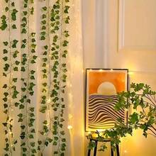 1PC 3M100LED USB Ivy Leaf Curtain String Light, Suitable For Wall, Party, Wedding, Room, Home, Kitchen, Indoor And Outdoor Lighting - Warm White - View 7