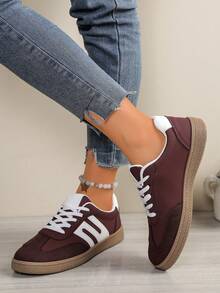 Teniși casual pentru femei cu talpă groasă, pantofi plați ușori și respirabili, stil nou de vară - Burgundia - Vizualizare 2