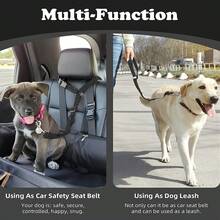 Car Dog & Cat Safety Restraint Belt (1 Black Piece): Durable Nylon Material + Metal Buckle, Adjustable Length For Different Pets, Protecting Pet Safety In Cars