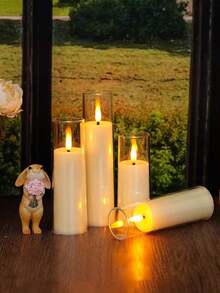 5-Pack Flameless Candle Lights With Timer/Remote Control, Battery Operated, LED Votive Candle Lights, Romantic Atmosphere Decorative Lights, Smokeless Electronic LED Candles For Christmas, Birthday, Home, Wedding, Birthday Decoration, Valentine's Day, Corporate Parties - 白色 - 查看 4